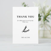 Carte De Remerciements Monogrammes floraux minimaux élégants (Debout devant)