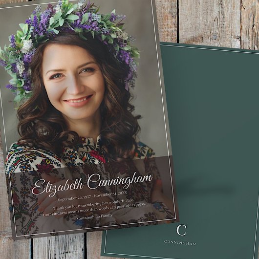 Carte De Remerciements Monographie funéraire Monographie classique modern