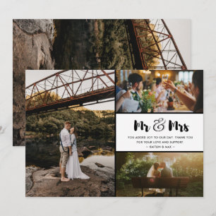 Carte De Remerciements Monsieur et Madame Collage de photos de mariage