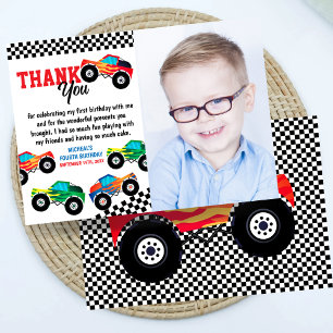 Carte De Remerciements Monster Truck Photo Quatrième anniversaire