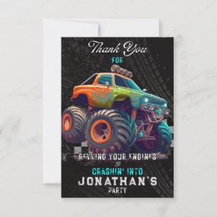 Carte De Remerciements Monster Truck Rally Anniversaire