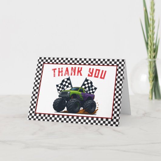 Carte De Remerciements Monster Trucks 1er anniversaire (Devant)
