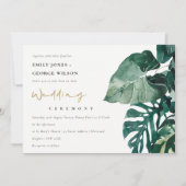 Carte De Remerciements Monstera tropicale Feuillage vert Mariage Invitati (Devant)
