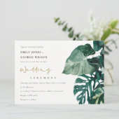 Carte De Remerciements Monstera tropicale Feuillage vert Mariage Invitati (Debout devant)