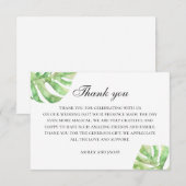 Carte De Remerciements Monstère aquarelle. Mariage de verdure tropical (Devant / Derrière)