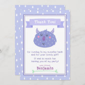 Carte De Remerciements Monstre mou pourpre | Monster Bash Anniversaire de (Devant / Derrière)