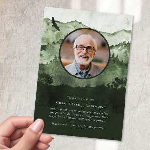 Carte De Remerciements Montagnes Nature Photo Sympathy Funeral Memorial
