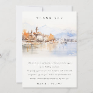 Carte De Remerciements Montreux Suisse Paysage Aquarelle Mariage