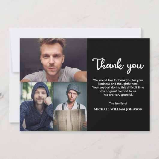 Carte De Remerciements Monument funéraire de deuil unique 3 photo Collage (Devant)
