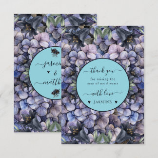 Carte De Remerciements Moody Black Floral Classic Husband Mother Wedding