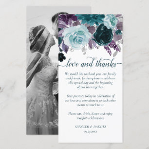 Carte De Remerciements Moody Boho   Turquoise et aubergine violet Rose ph