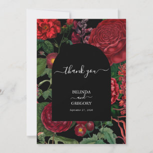 Carte De Remerciements Moody Florals Arc Noir Bourgogne Rouge Mariage
