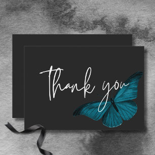 Carte De Remerciements Moody foncé minimaliste Mariage Moth Turquoise