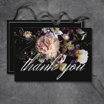 Carte De Remerciements Moody foncé Pastel Opulent Floral Mariage noir<br><div class="desc">Laissez-vous tenter par l'opulence d'une époque révolue grâce à notre carte de remerciements mariage d'inspiration Renaissance. La bourgogne riche, qui rappelle les tapisseries de velours, est au coeur de ce chef-d'oeuvre. Délicates débutantes, dans les teintes roses et pêche, dansent à côté de roses fleuris et en herbe, reflétant la nature...</div>