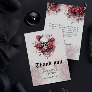 Carte De Remerciements Moody Gothic Floral Crâne Halloween Mariage