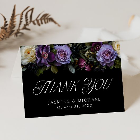 Carte De Remerciements Moody Gothic Floral Mariage