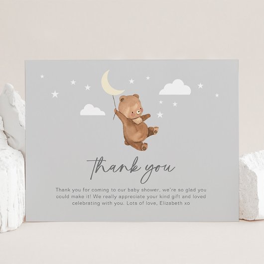 Carte De Remerciements Moon Stars Bear Baby shower