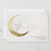 Carte De Remerciements Moon Stars Twinkle White Clouds Coed Baby Shower (Devant)