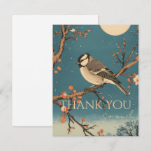 Carte De Remerciements Moonlit Bird on Blossom Bra