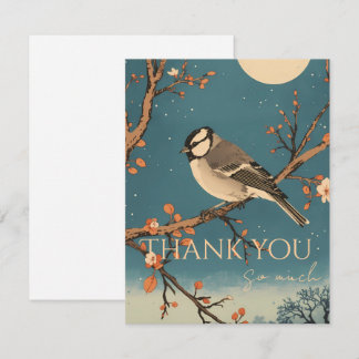 Carte De Remerciements Moonlit Bird on Blossom Bra Bedankkaart