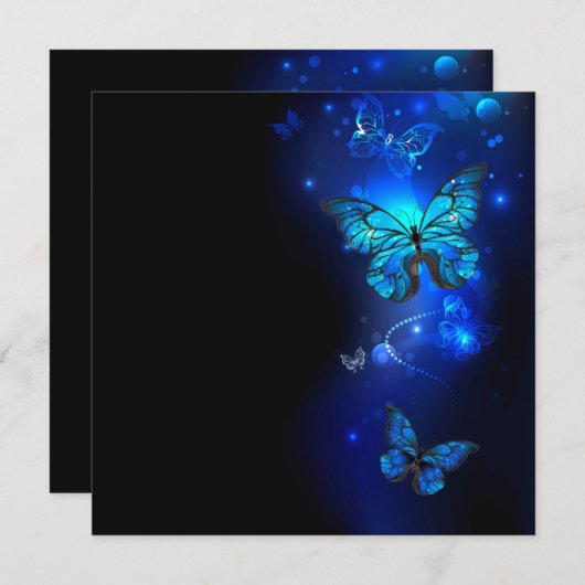 Carte De Remerciements Morpho Butterfly in the Dark Background (Devant / Derrière)