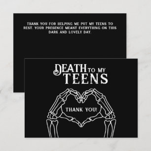 Carte De Remerciements Mort à Mes Ados Anniversaire 20 Ans Gothique Tenda