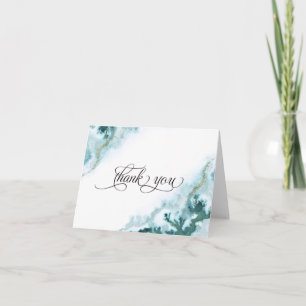 Carte De Remerciements Moss Agate Aquarelle Sarcelle Moderne Mariée Pieds