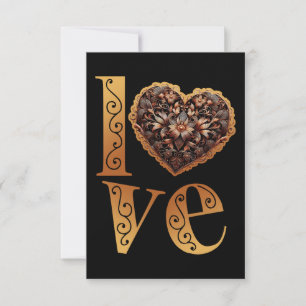 Carte De Remerciements Mot avec amour avec cœur rose en filigrane romanti
