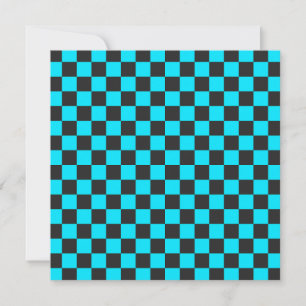 Carte De Remerciements Motif à carreaux cyan et charbon