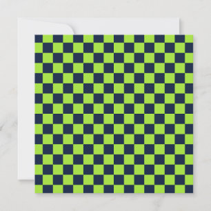 Carte De Remerciements Motif à carreaux lime et marine