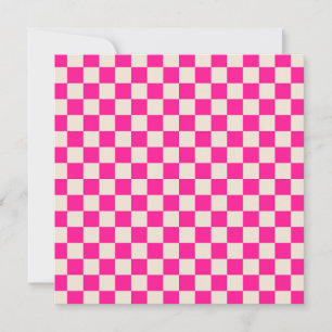 Carte De Remerciements Motif à carreaux rose chaud et beige