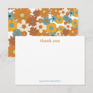 Carte De Remerciements Motif à fleurs rétro coloré personnalisé