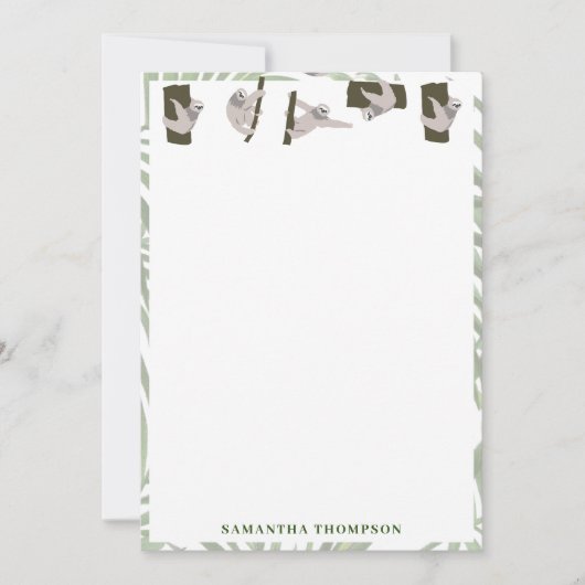 Carte De Remerciements Motif animal mignon Sloth en forêt sauvage (Devant)