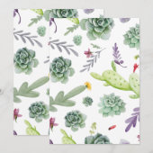 Carte De Remerciements Motif Cactus (Devant / Derrière)