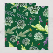 Carte De Remerciements Motif Cactus 3 (Devant / Derrière)