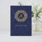 Carte De Remerciements Motif Classique Initial A en Damas doré  (Debout devant)