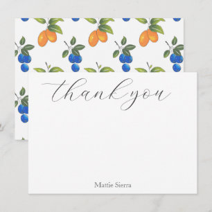 Carte De Remerciements Motif de bleuets et de kumquats dessinés à la main