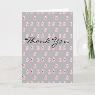 Carte de remerciements Motif de caniche rose