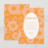 Carte De Remerciements Motif de couleur orange Fuzz Retro Peach (Devant / Derrière)