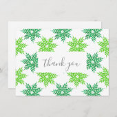 Carte De Remerciements Motif de flocons d'eau vert (Devant / Derrière)