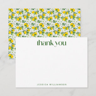 Carte De Remerciements Motif de fruit de citron d'été personnalisé pour l