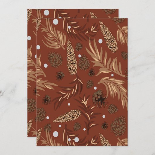 Carte De Remerciements Motif de Noël, Pine Snow 8 (Devant / Derrière)