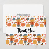 Carte De Remerciements Motif de Thanksgiving avec dindes et écussons (Devant / Derrière)