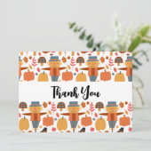 Carte De Remerciements Motif de Thanksgiving avec dindes et écussons (Debout devant)