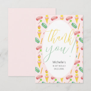 Carte De Remerciements Motif d'illustration aquarelle pour une fête estiv