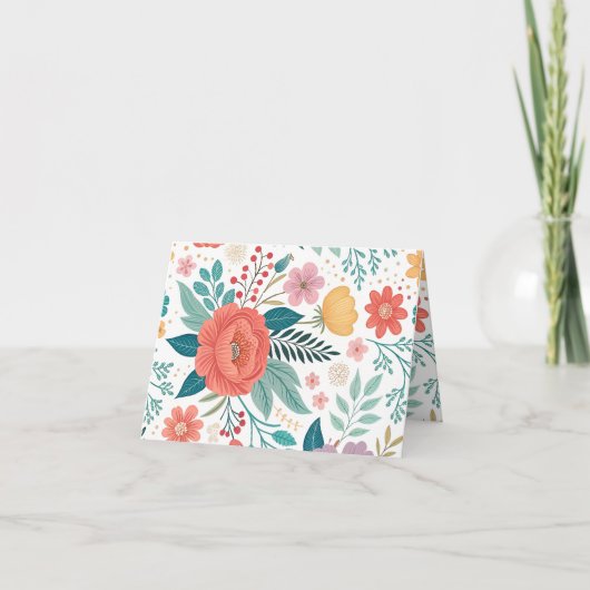 Carte De Remerciements Motif d'impression floral dynamique (Devant)