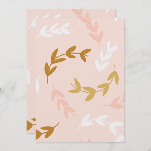 CARTE DE REMERCIEMENTS MOTIF FEUILLE 4 (Devant / Derrière)