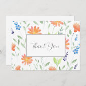 Carte De Remerciements Motif Fleur sauvage d'aquarelle (Devant / Derrière)