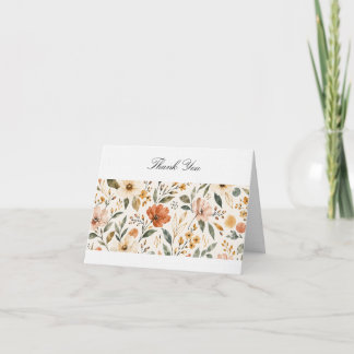 Carte De Remerciements Motif floral aquarelle bohème