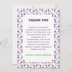 Carte De Remerciements Motif floral aquarelle vibrant de fleurs sauvages